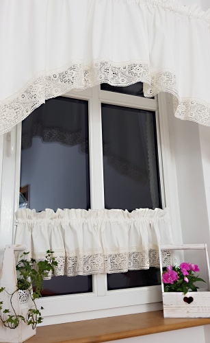 Zestaw lambrekin ukos +zazdrostka koronka shabby