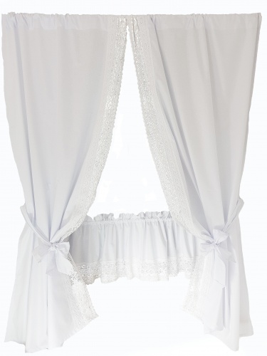 ZESTAW ZASŁON+ZAZDROSTKA KORONKA SHABBY CHIC