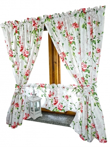 Zakostyl zasłony + zazdrostka czerowne róże