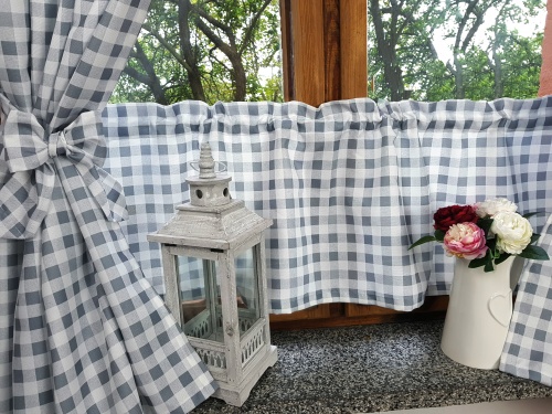 ZAKOSTYL ZASŁONY + ZAZDROSTKA SZARA KRATKA