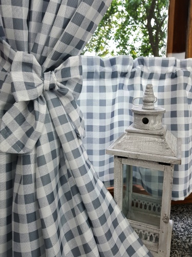 ZAKOSTYL ZASŁONY + ZAZDROSTKA SZARA KRATKA