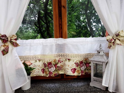 ZAKOSTYL ZASŁONY + ZAZDROSTKA ANGIELSKIE RÓŻE LEN