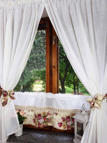 ZAKOSTYL ZASŁONY + ZAZDROSTKA ANGIELSKIE RÓŻE LEN