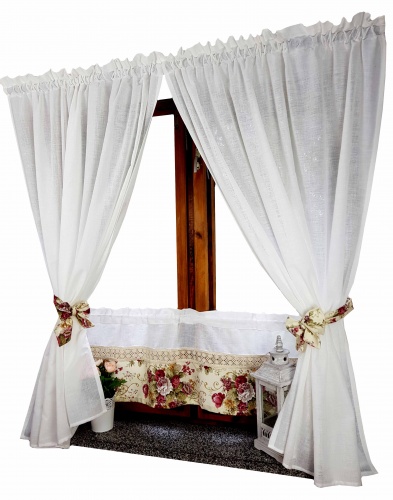 ZAKOSTYL ZASŁONY + ZAZDROSTKA ANGIELSKIE RÓŻE LEN