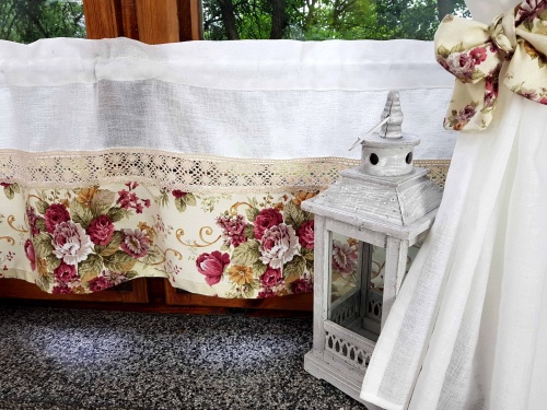 ZAKOSTYL ZASŁONY + ZAZDROSTKA ANGIELSKIE RÓŻE LEN