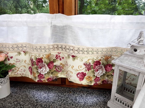 ZAKOSTYL ZASŁONY + ZAZDROSTKA ANGIELSKIE RÓŻE LEN