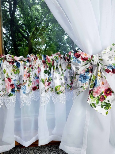 ZAKOSTYL ZASŁONY + ZAZDROSTKA RÓŻE GIPIURA WOAL