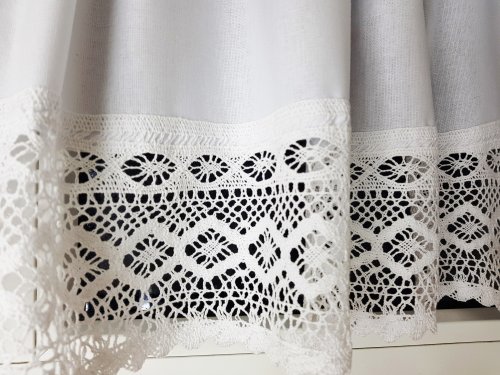 ZESTAW LAMBREKIN + ZAZDROSTKA SHABBY CHIC BIAŁA KORONKA