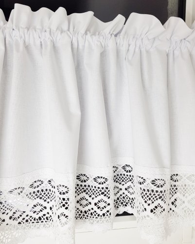 ZESTAW LAMBREKIN + ZAZDROSTKA SHABBY CHIC BIAŁA KORONKA