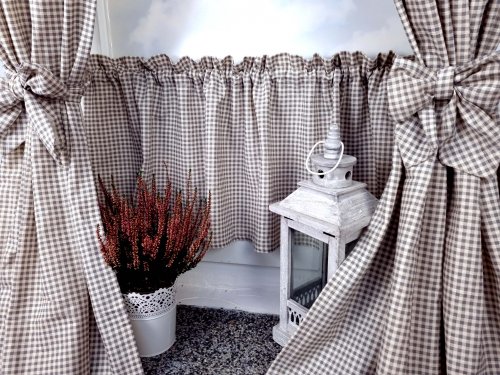 Zakostyl zasłony krem + zazdrostka vintage krata 2