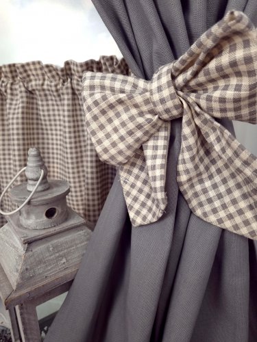 ZAKOSTYL ZASŁONY SZARE + ZAZDROSTKA VINTAGE KRATA 