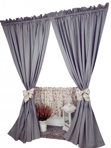 ZAKOSTYL ZASŁONY SZARE + ZAZDROSTKA VINTAGE RÓŻA