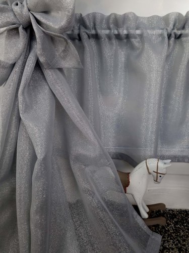  KOMPLET DO KUCHNI ZASŁONY+ZAZDROSTKA SABLE LEN SREBRO