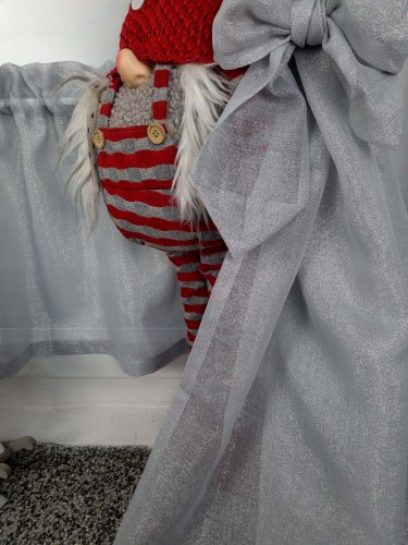  KOMPLET DO KUCHNI ZASŁONY+ZAZDROSTKA SABLE LEN SREBRO