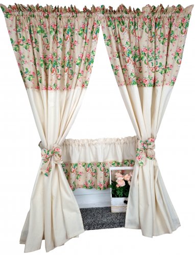 Zakostyl zasłony + zazdrostka jabłonie ecru shabby