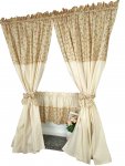 ZAKOSTYL ZASŁONY + ZAZDROSTKA KWIATY ECRU SHABBY