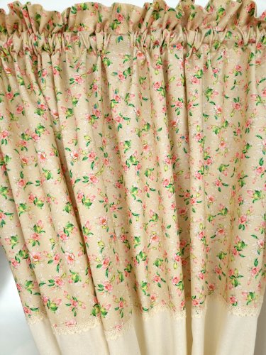 ZAKOSTYL ZASŁONY + ZAZDROSTKA KWIATY ECRU SHABBY