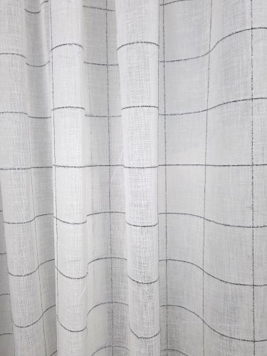 Tkanina dekoracyjna sable len biała krata 1mb