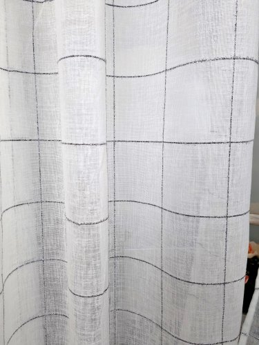 TKANINA DEKORACYJNA SABLE LEN BIAŁA KRATA 1mb