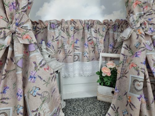 ZAKOSTYL ZASŁONY + ZAZDROSTKA LAWENDA VINTAGE