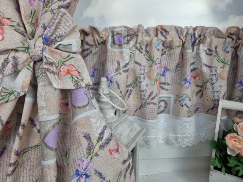 ZAKOSTYL ZASŁONY + ZAZDROSTKA LAWENDA VINTAGE