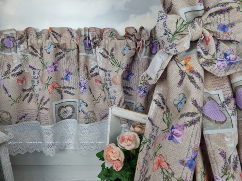 ZAKOSTYL ZASŁONY + ZAZDROSTKA LAWENDA VINTAGE