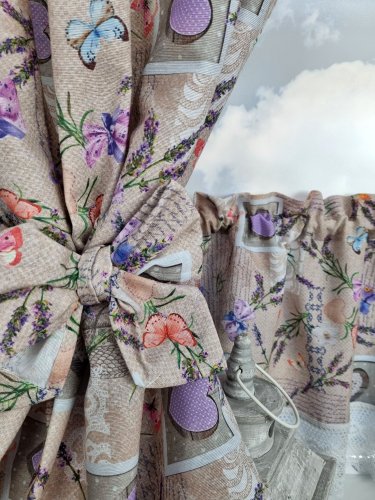 ZAKOSTYL ZASŁONY + ZAZDROSTKA LAWENDA VINTAGE