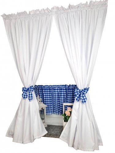 Zakostyl zasłony + zazdrostka krata z białym