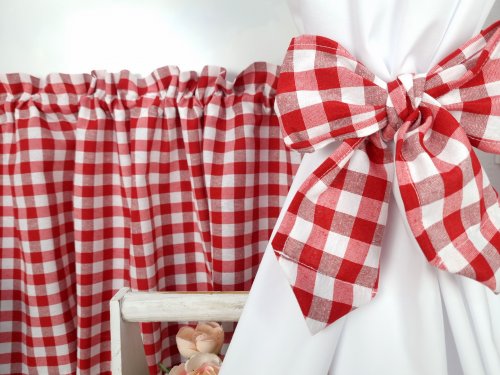 ZAKOSTYL ZASŁONY + ZAZDROSTKA KRATA CZERWONA Z BIAŁYM