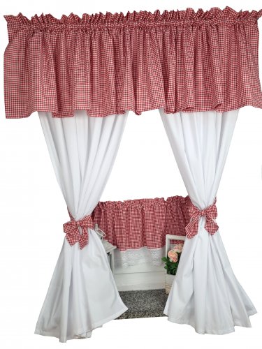 Zakostyl komplet czerwona krata biała koronka