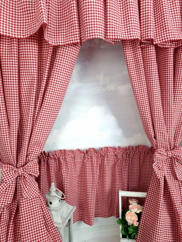 ZAKOSTYL KOMPLET CZERWONA KRATKA VICHY OBUSTRONNA