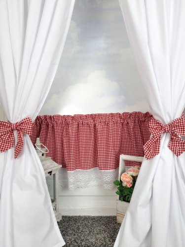 ZAKOSTYL ZASŁONY + ZAZDROSTKA KRATA CZERWONA Z BIAŁYM