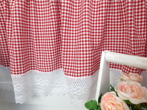 ZAKOSTYL ZASŁONY + ZAZDROSTKA KRATA CZERWONA Z BIAŁYM