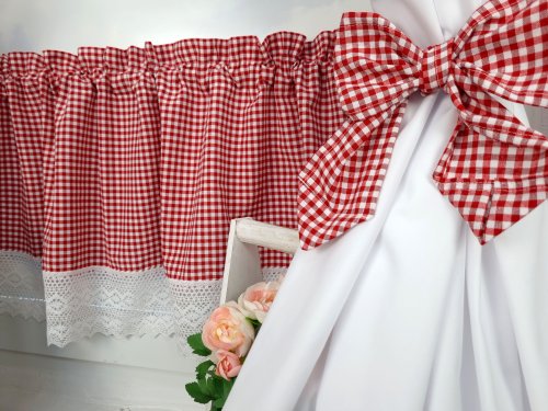 ZAKOSTYL ZASŁONY + ZAZDROSTKA KRATA CZERWONA Z BIAŁYM