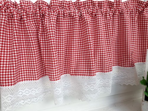 ZAKOSTYL ZASŁONY + ZAZDROSTKA KRATA CZERWONA Z BIAŁYM