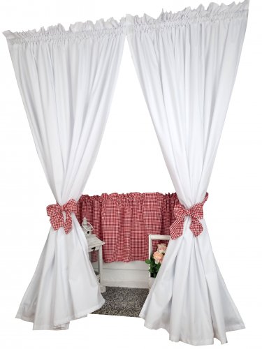 Zakostyl zasłony + zazdrostka krata czerwona z białym1