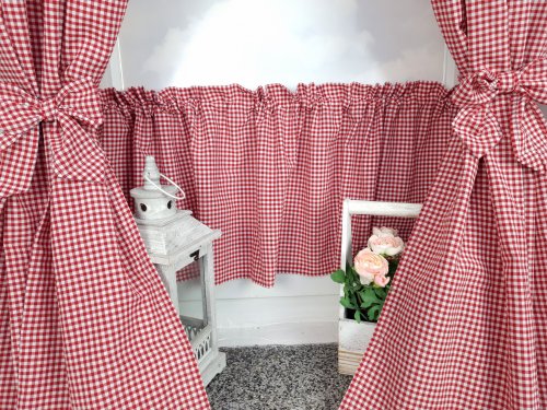 ZAKOSTYL KOMPLET CZERWONA KRATKA VICHY OBUSTRONNA