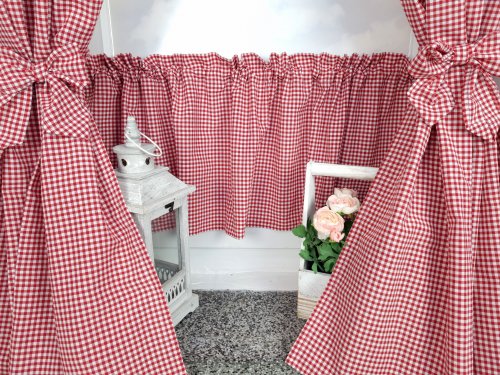 ZAKOSTYL ZASŁONY + ZAZDROSTKA KRATKA VICHY OBUSTRONNA CZ