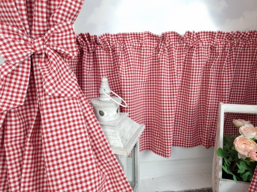 ZAKOSTYL ZASŁONY + ZAZDROSTKA KRATKA VICHY OBUSTRONNA CZ