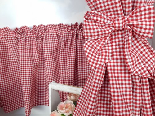 ZAKOSTYL ZASŁONY + ZAZDROSTKA KRATKA VICHY OBUSTRONNA CZ