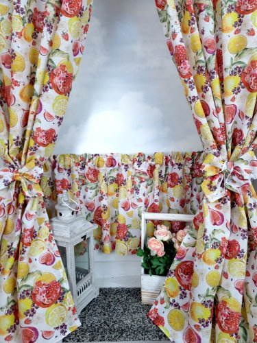 Zakostyl zasłony + zazdrostka cytryny i granaty