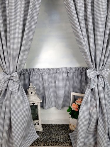 ZAKOSTYL ZASŁONY + ZAZDROSTKA KRATECZKA VICHY OBUSTRONNA