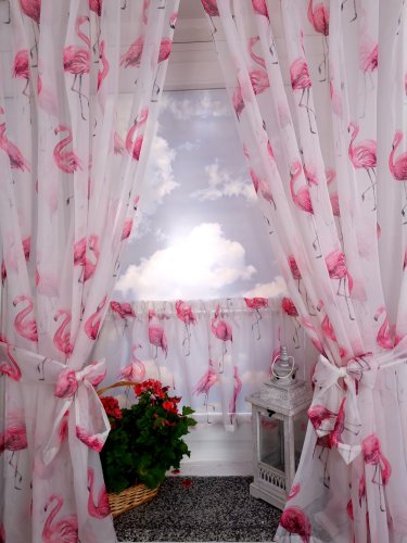 Zakostyl zasłony + zazdrostka flamingi woal