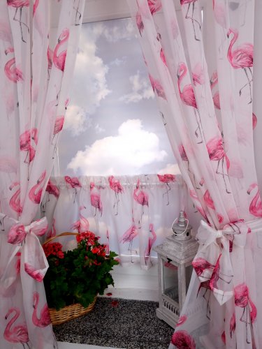 ZAKOSTYL ZASŁONY + ZAZDROSTKA FLAMINGI WOAL