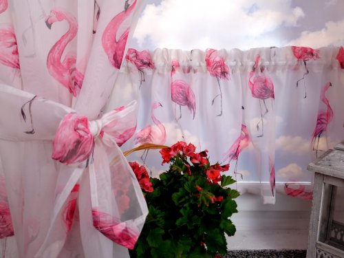 ZAKOSTYL ZASŁONY + ZAZDROSTKA FLAMINGI WOAL