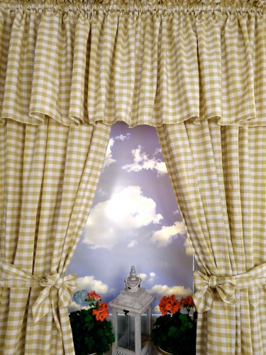 ZAKOSTYL KOMPLET BEŻ-BRĄZ KRATKA OBUSTRONNA 