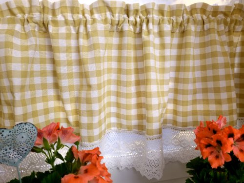 ZAKOSTYL ZASŁONY+LAMBREKIN BEŻ-BRĄZ KRATA KORONKA