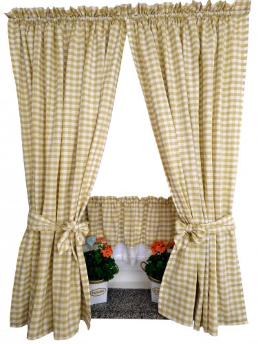 ZAKOSTYL ZASŁONY + ZAZDROSTKA KRATKA BRĄZ KORONKA