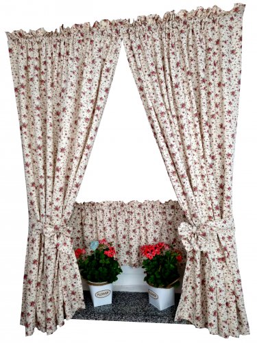 ZAKOSTYL ZASŁONY + ZAZDROSTKA KREM MAŁE RÓŻE