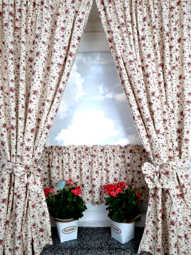 ZAKOSTYL ZASŁONY + ZAZDROSTKA KREM MAŁE RÓŻE